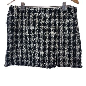 H&M Women’s Sz 10 Woven fabric large plaid black & white lined skirt New w/Tags